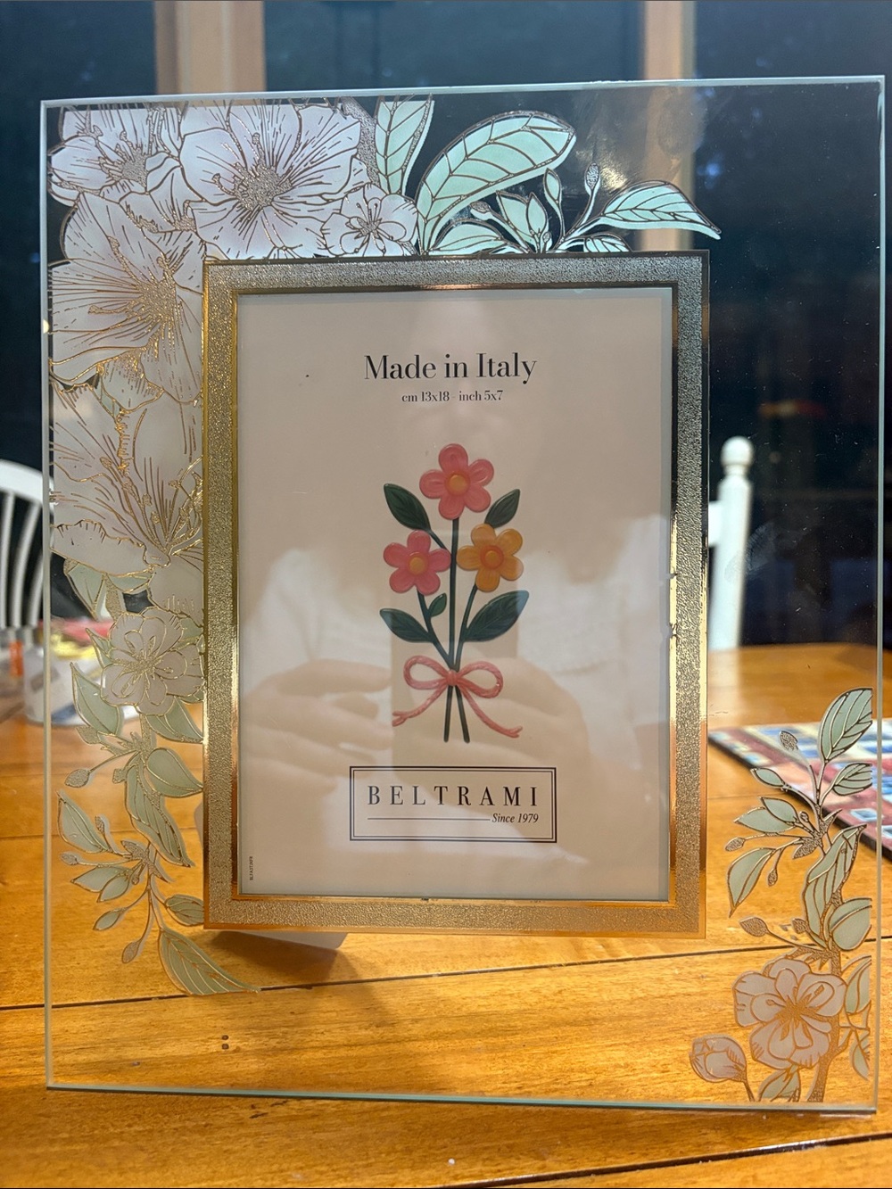 BELTRAMI Floral Glass Picture 8x10 Frame - for 5x7 photo